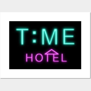 Time Hotel neon signboard Posters and Art